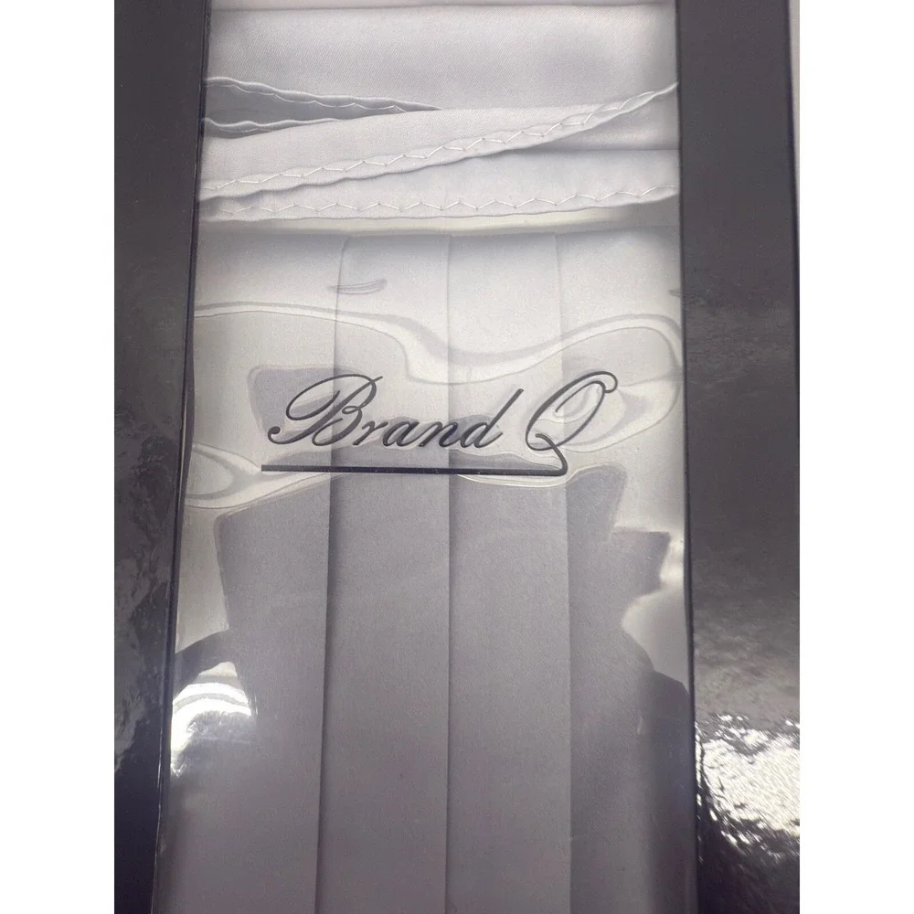 New In Box Brand Q Silver Gray Cummerbund‎ Bowtie Hankie Set Wedding Prom  #5